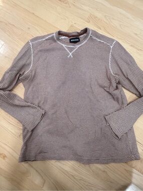 Bonobos Long-Sleeve Crewneck Stripe Shirt in Brown and White